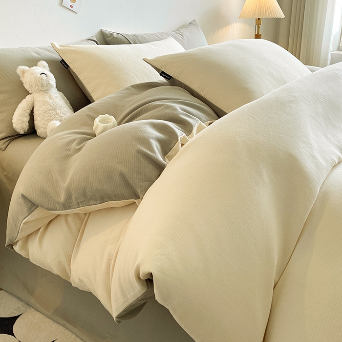 91家纺网 家纺一手货源 找家纺 小叮当家纺仓储工厂店 2025新款提供买家秀爆款花型不断货60s水洗提花全棉纯棉磨毛四件套 象牙米