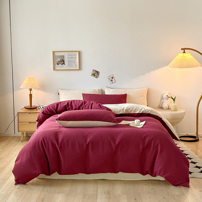 91家纺网 家纺一手货源 找家纺 小叮当家纺仓储工厂店 2025新款提供买家秀爆款花型不断货60s水洗提花全棉纯棉磨毛四件套 富贵红