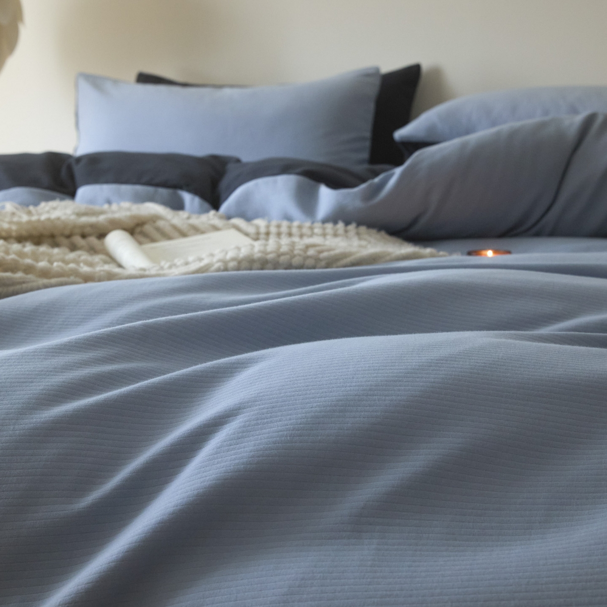 91家纺网 家纺一手货源 找家纺 小叮当家纺仓储工厂店 2025新款提供买家秀爆款花型不断货60s水洗提花全棉纯棉磨毛四件套 星蓝+玛瑙灰