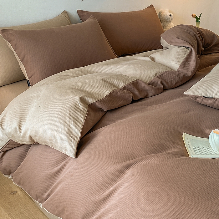 91家纺网 家纺一手货源 找家纺 小叮当家纺仓储工厂店 2025新款提供买家秀爆款花型不断货60s水洗提花全棉纯棉磨毛四件套 迷雾棕