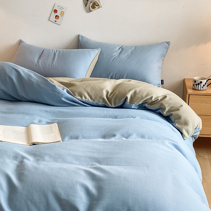 91家纺网 家纺一手货源 找家纺 小叮当家纺仓储工厂店 2025新款提供买家秀爆款花型不断货60s水洗提花全棉纯棉磨毛四件套 晴空蓝