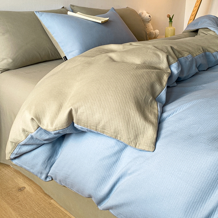 91家纺网 家纺一手货源 找家纺 小叮当家纺仓储工厂店 2025新款提供买家秀爆款花型不断货60s水洗提花全棉纯棉磨毛四件套 晴空蓝