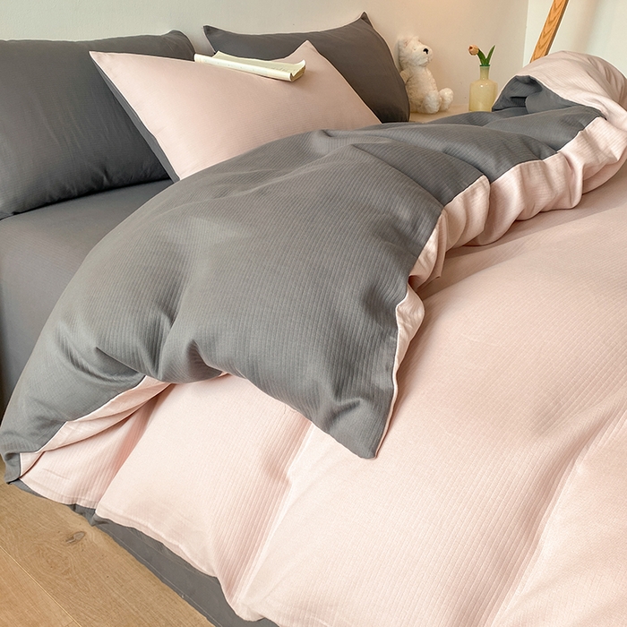 91家纺网 家纺一手货源 找家纺 小叮当家纺仓储工厂店 2025新款提供买家秀爆款花型不断货60s水洗提花全棉纯棉磨毛四件套 白桃粉