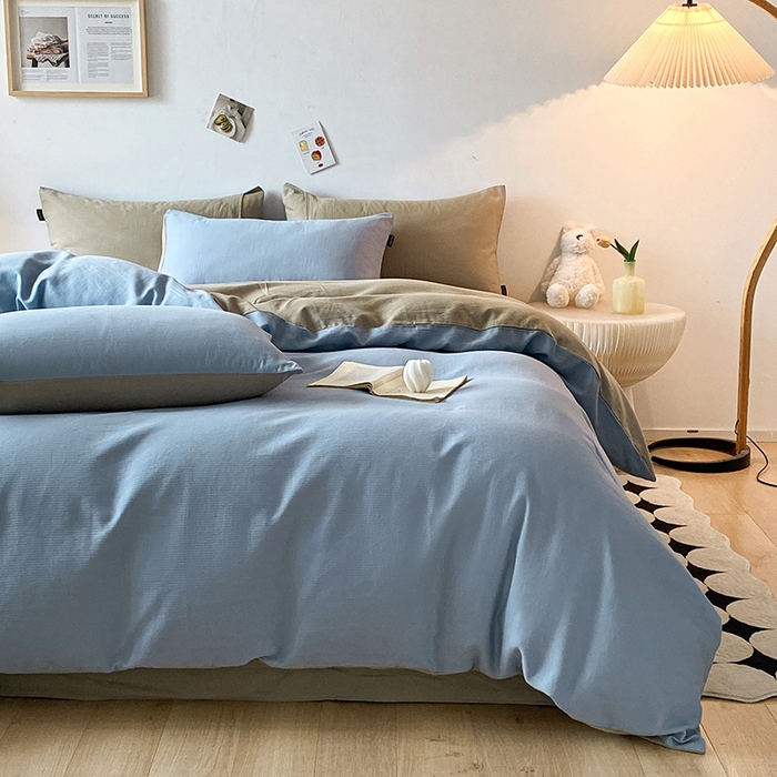 91家纺网 家纺一手货源 找家纺 小叮当家纺仓储工厂店 2025新款提供买家秀爆款花型不断货60s水洗提花全棉纯棉磨毛四件套 晴空蓝