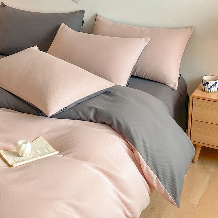 91家纺网 家纺一手货源 找家纺 小叮当家纺仓储工厂店 2025新款提供买家秀爆款花型不断货60s水洗提花全棉纯棉磨毛四件套 白桃粉