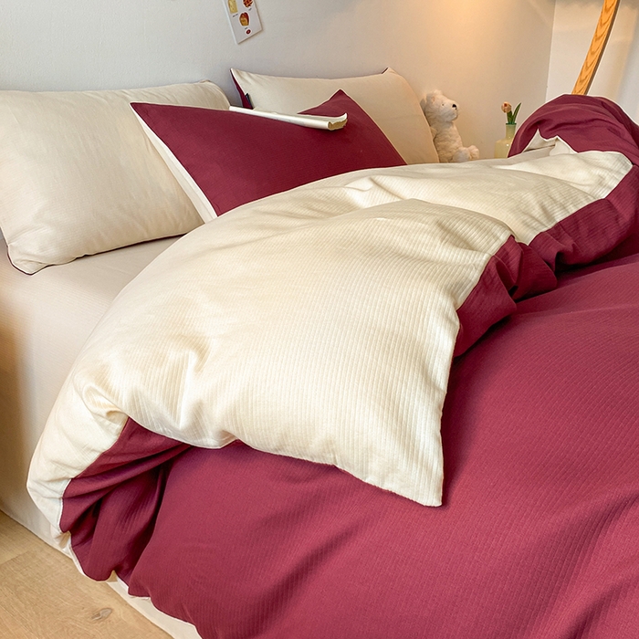 91家纺网 家纺一手货源 找家纺 小叮当家纺仓储工厂店 2025新款提供买家秀爆款花型不断货60s水洗提花全棉纯棉磨毛四件套 富贵红