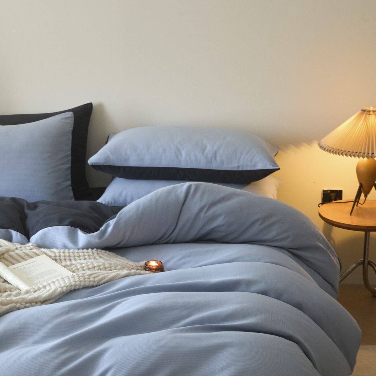 91家纺网 家纺一手货源 找家纺 小叮当家纺仓储工厂店 2025新款提供买家秀爆款花型不断货60s水洗提花全棉纯棉磨毛四件套 星蓝+玛瑙灰