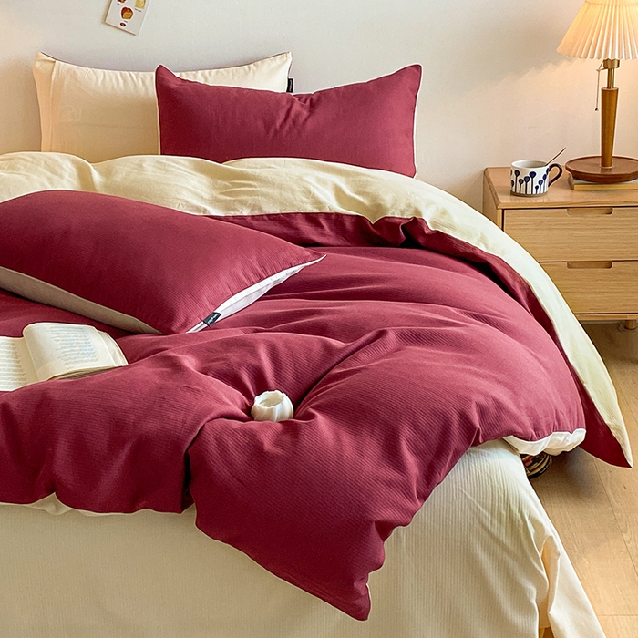 91家纺网 家纺一手货源 找家纺 小叮当家纺仓储工厂店 2025新款提供买家秀爆款花型不断货60s水洗提花全棉纯棉磨毛四件套 富贵红