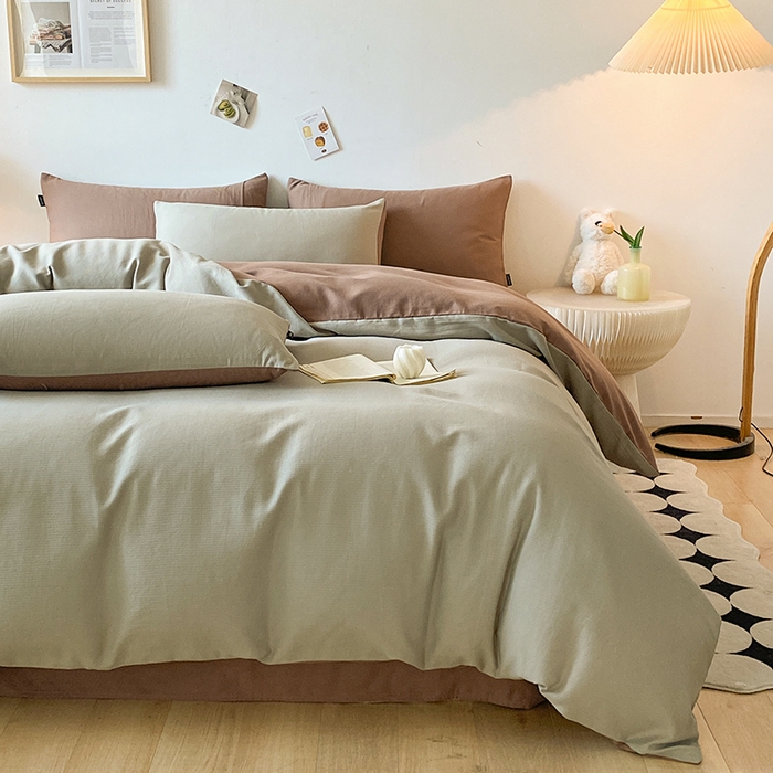 91家纺网 家纺一手货源 找家纺 小叮当家纺仓储工厂店 2025新款提供买家秀爆款花型不断货60s水洗提花全棉纯棉磨毛四件套 木伊棕