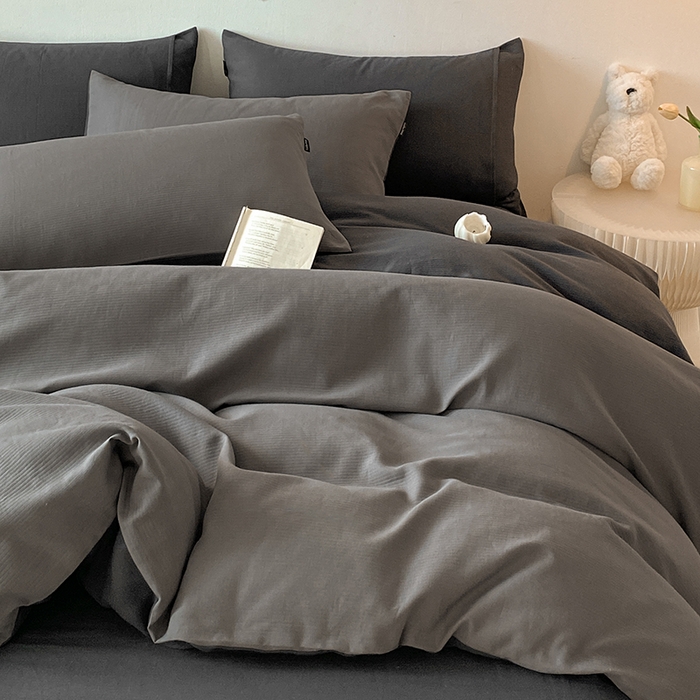 91家纺网 家纺一手货源 找家纺 小叮当家纺仓储工厂店 2025新款提供买家秀爆款花型不断货60s水洗提花全棉纯棉磨毛四件套 玛瑙灰