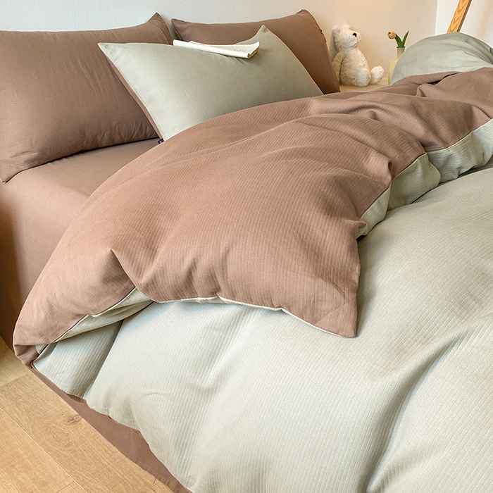 91家纺网 家纺一手货源 找家纺 小叮当家纺仓储工厂店 2025新款提供买家秀爆款花型不断货60s水洗提花全棉纯棉磨毛四件套 木伊棕