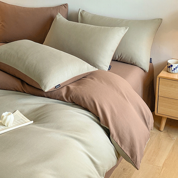 91家纺网 家纺一手货源 找家纺 小叮当家纺仓储工厂店 2025新款提供买家秀爆款花型不断货60s水洗提花全棉纯棉磨毛四件套 木伊棕