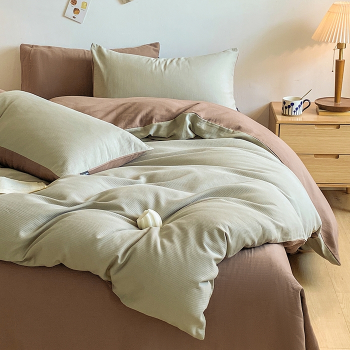 91家纺网 家纺一手货源 找家纺 小叮当家纺仓储工厂店 2025新款提供买家秀爆款花型不断货60s水洗提花全棉纯棉磨毛四件套 木伊棕