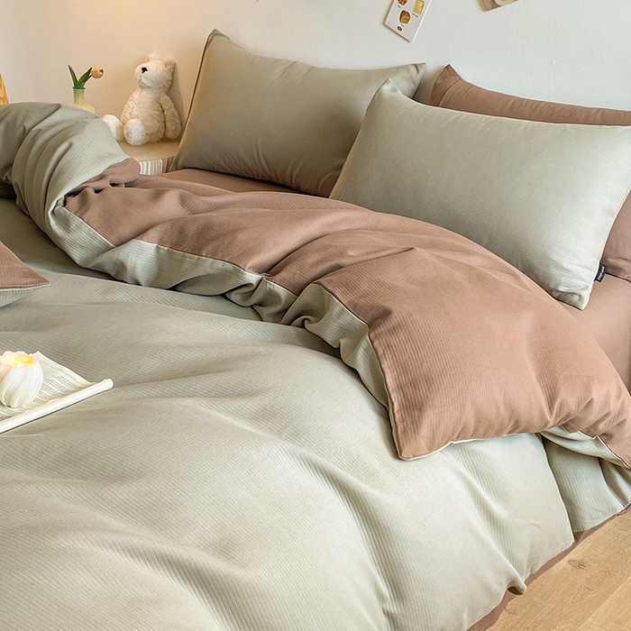 91家纺网 家纺一手货源 找家纺 小叮当家纺仓储工厂店 2025新款提供买家秀爆款花型不断货60s水洗提花全棉纯棉磨毛四件套 木伊棕