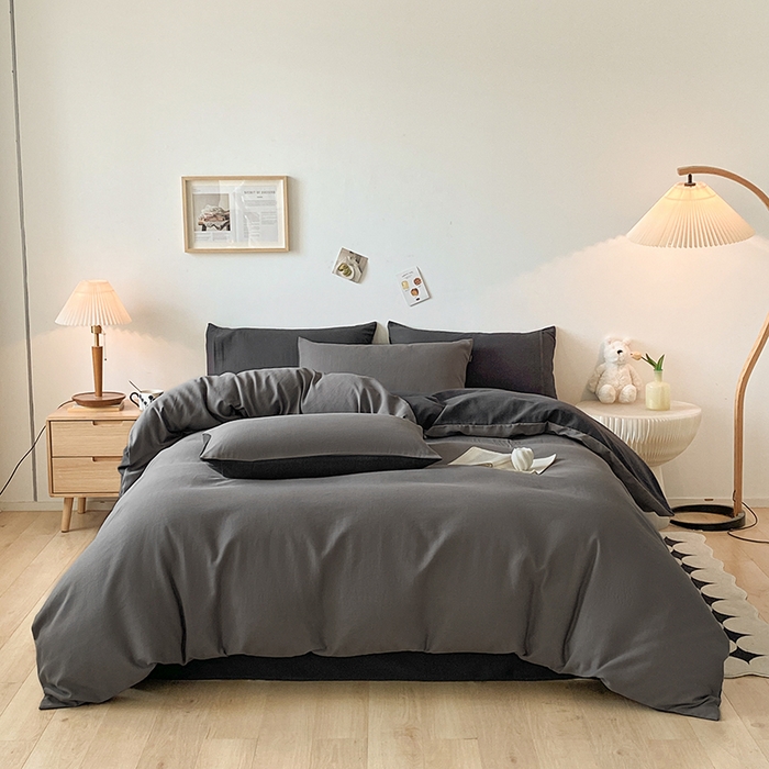 91家纺网 家纺一手货源 找家纺 小叮当家纺仓储工厂店 2025新款提供买家秀爆款花型不断货60s水洗提花全棉纯棉磨毛四件套 玛瑙灰