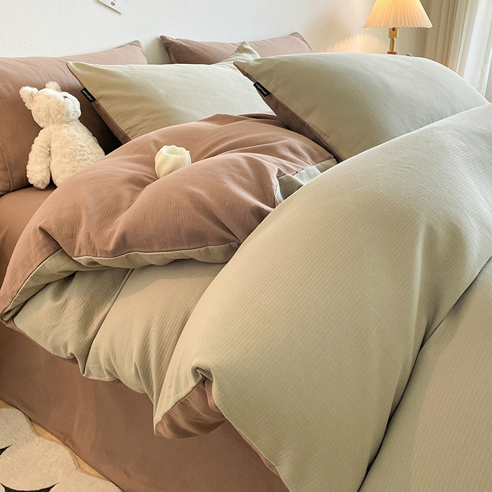 91家纺网 家纺一手货源 找家纺 小叮当家纺仓储工厂店 2025新款提供买家秀爆款花型不断货60s水洗提花全棉纯棉磨毛四件套 木伊棕