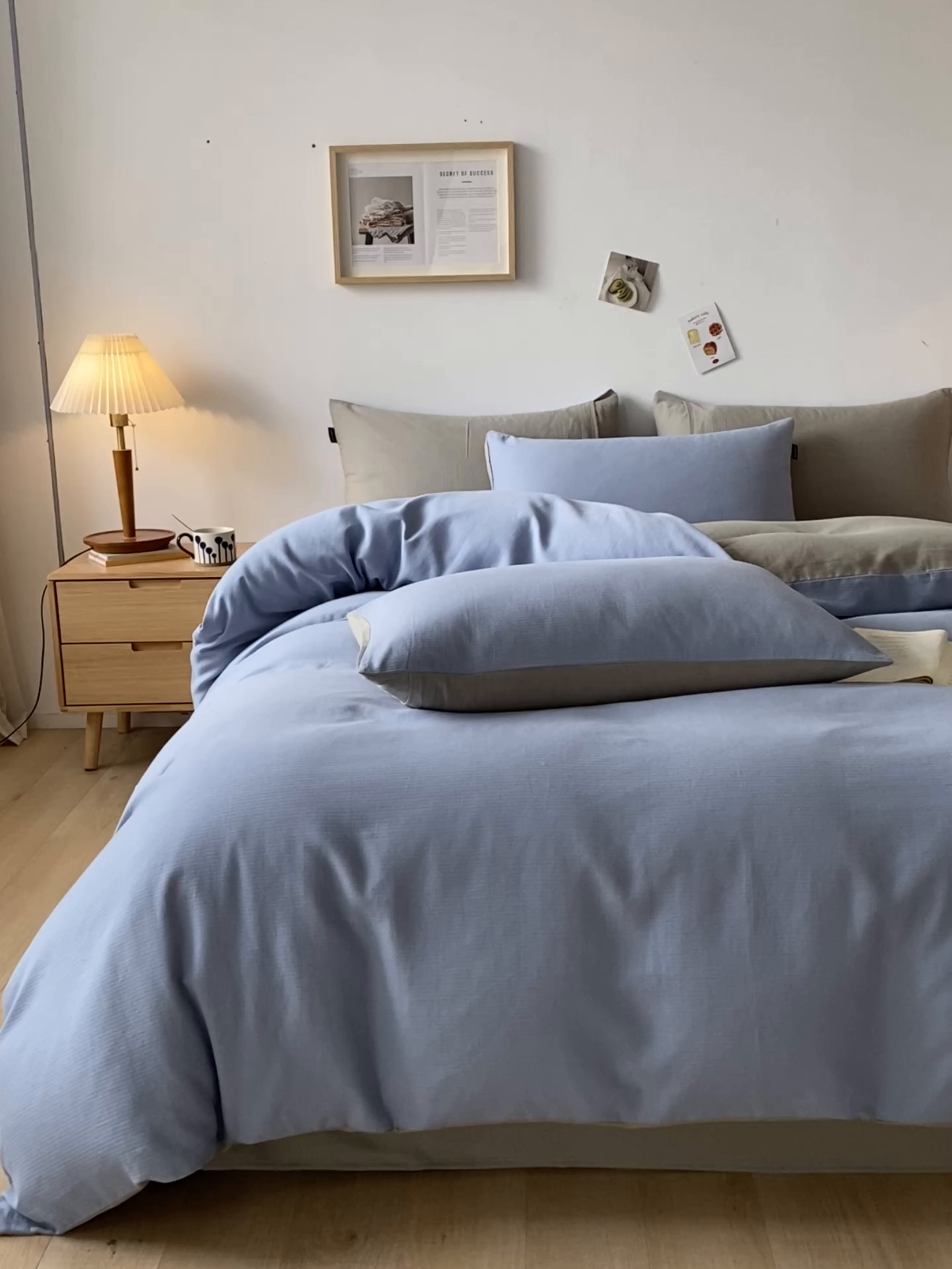 91家纺网 家纺一手货源 找家纺 小叮当家纺仓储工厂店 2025新款提供买家秀爆款花型不断货60s水洗提花全棉纯棉磨毛四件套 晴空蓝