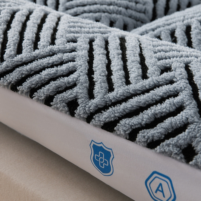 91家纺网 家纺一手货源 找家纺 预言家纺 2025新款亲肤缦沙绒系列床垫 蓝边灰