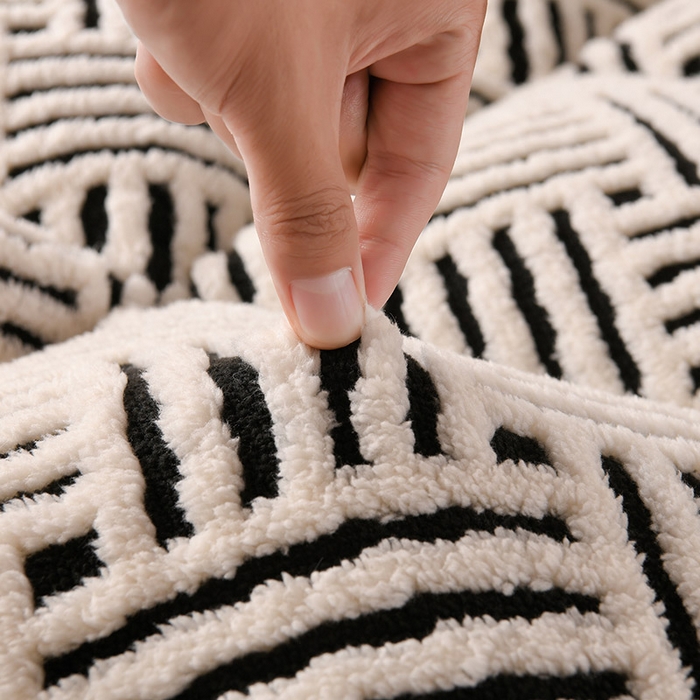 91家纺网 家纺一手货源 找家纺 预言家纺 2025新款亲肤缦沙绒系列床垫 蓝边黑白