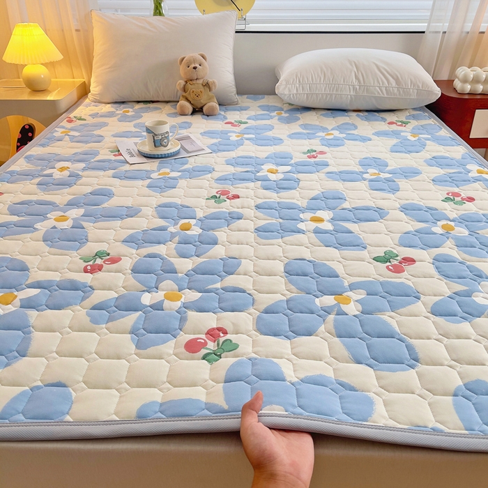 预言家纺 2025新款亲肤薄垫针织系列床垫 针织蓝花