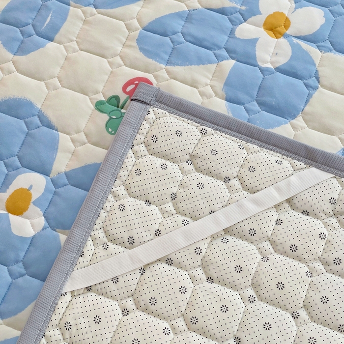 91家纺网 家纺一手货源 找家纺 预言家纺 2025新款亲肤薄垫针织系列床垫 针织蓝花