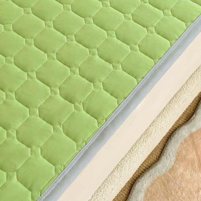 91家纺网 家纺一手货源 找家纺 预言家纺 2025新款亲肤薄垫针织系列床垫 针织果绿