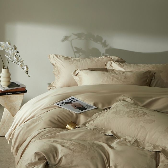 91家纺网 家纺一手货源 找家纺 （总）南泉坊 2025新款亲肤舒适50支全棉纯棉埋绳款染色提花四件套