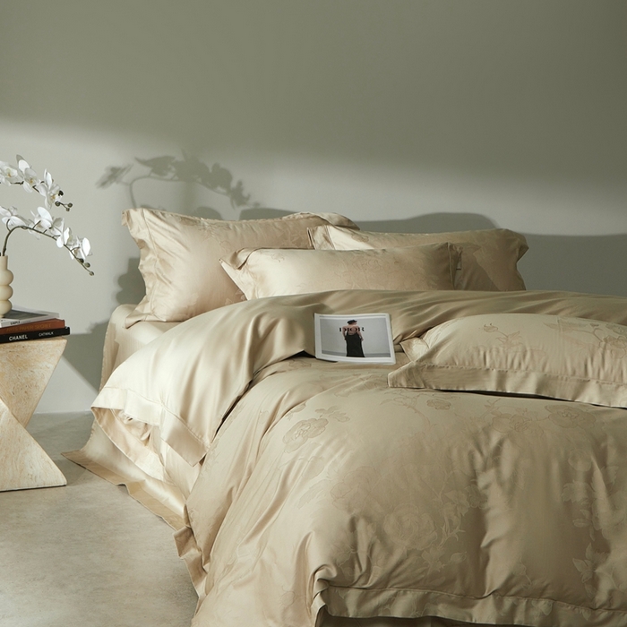 91家纺网 家纺一手货源 找家纺 （总）南泉坊 2025新款亲肤舒适50支全棉纯棉埋绳款染色提花四件套