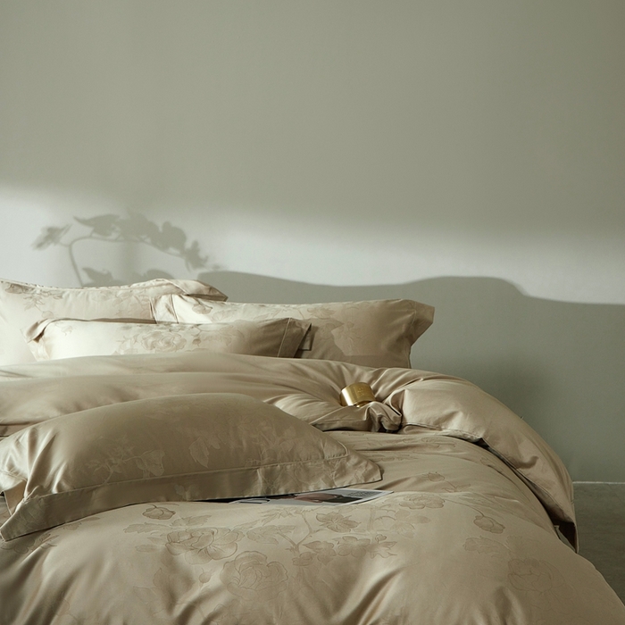 91家纺网 家纺一手货源 找家纺 （总）南泉坊 2025新款亲肤舒适50支全棉纯棉埋绳款染色提花四件套