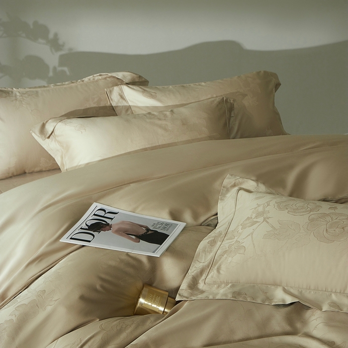 91家纺网 家纺一手货源 找家纺 （总）南泉坊 2025新款亲肤舒适50支全棉纯棉埋绳款染色提花四件套