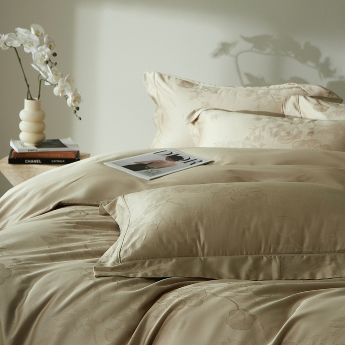 91家纺网 家纺一手货源 找家纺 （总）南泉坊 2025新款亲肤舒适50支全棉纯棉埋绳款染色提花四件套