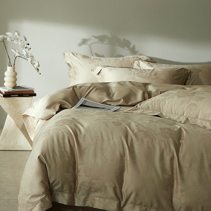 91家纺网 家纺一手货源 找家纺 （总）南泉坊 2025新款亲肤舒适50支全棉纯棉埋绳款染色提花四件套