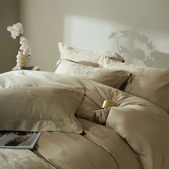 91家纺网 家纺一手货源 找家纺 （总）南泉坊 2025新款亲肤舒适50支全棉纯棉埋绳款染色提花四件套