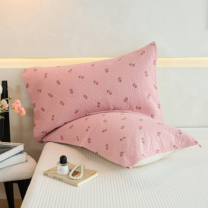 91家纺网 家纺一手货源 找家纺 棠薇家纺 2025新款 枕巾纯棉纱布水洗全棉纱布纯棉耐脏吸汗透气预缩水 花梦粉