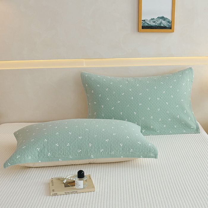 91家纺网 家纺一手货源 找家纺 棠薇家纺 2025新款 枕巾纯棉纱布水洗全棉纱布纯棉耐脏吸汗透气预缩水 樱桃朵朵绿