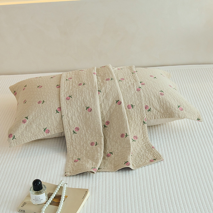 91家纺网 家纺一手货源 找家纺 棠薇家纺 2025新款 枕巾纯棉纱布水洗全棉纱布纯棉耐脏吸汗透气预缩水 花梦浅驼