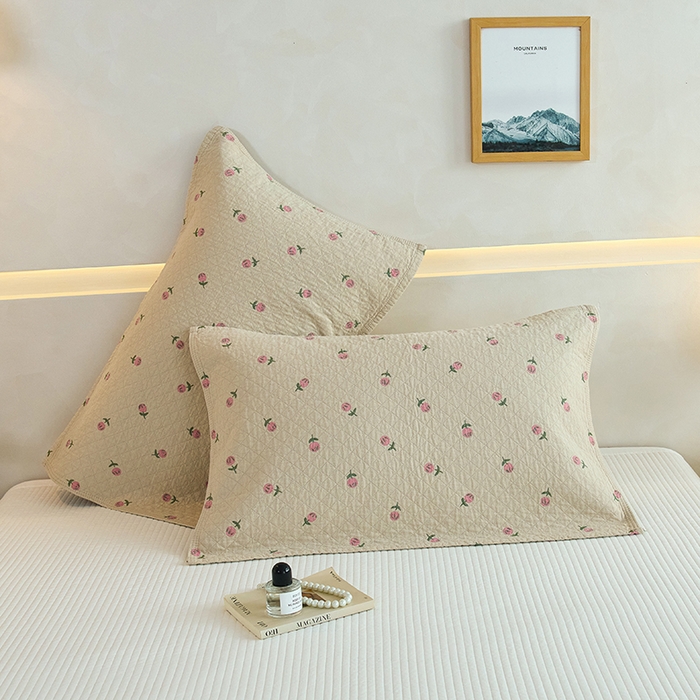 91家纺网 家纺一手货源 找家纺 棠薇家纺 2025新款 枕巾纯棉纱布水洗全棉纱布纯棉耐脏吸汗透气预缩水 花梦浅驼