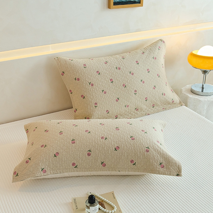 91家纺网 家纺一手货源 找家纺 棠薇家纺 2025新款 枕巾纯棉纱布水洗全棉纱布纯棉耐脏吸汗透气预缩水 花梦浅驼