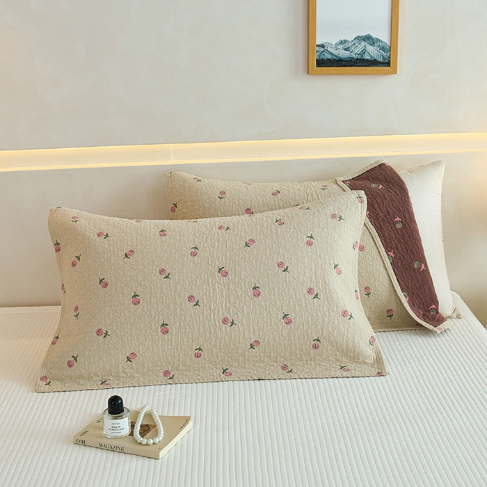 91家纺网 家纺一手货源 找家纺 棠薇家纺 2025新款 枕巾纯棉纱布水洗全棉纱布纯棉耐脏吸汗透气预缩水 花梦浅驼