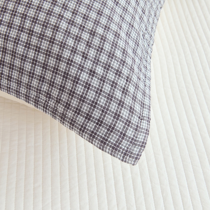 91家纺网 家纺一手货源 找家纺 棠薇家纺 2025新款 枕巾纯棉纱布水洗全棉纱布纯棉耐脏吸汗透气预缩水 小格灰