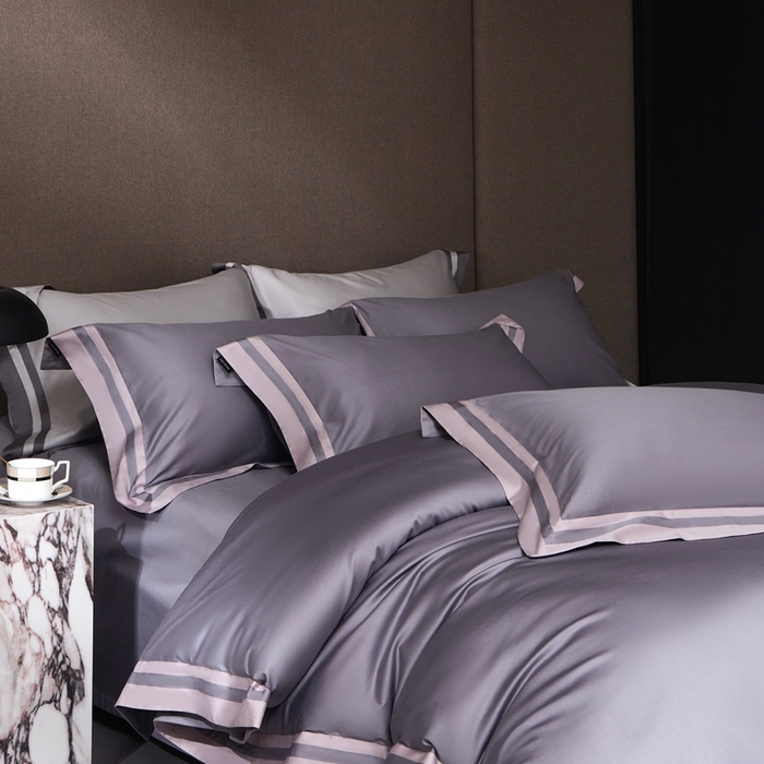 91家纺网 家纺一手货源 找家纺 （总）南泉坊 2025新款亲肤舒适全棉纯棉长绒棉拼接撞色四件套-迈阿密