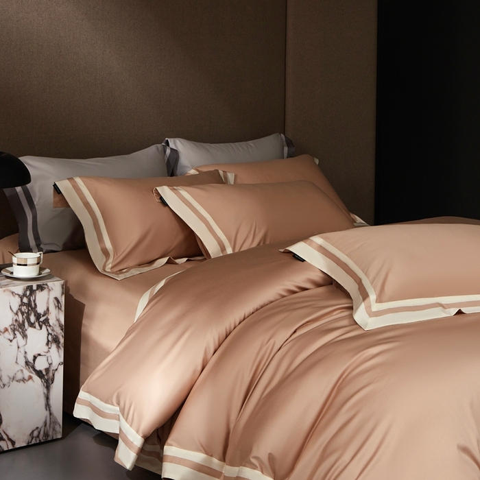 91家纺网 家纺一手货源 找家纺 （总）南泉坊 2025新款亲肤舒适全棉纯棉长绒棉拼接撞色四件套-迈阿密