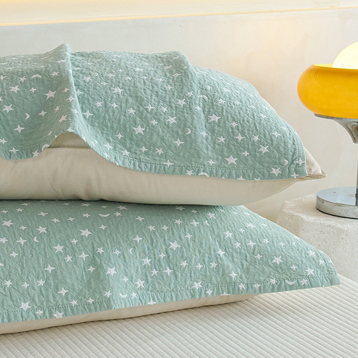 91家纺网 家纺一手货源 找家纺 棠薇家纺 2025新款 枕巾纯棉纱布水洗全棉纱布纯棉耐脏吸汗透气预缩水 星月绿