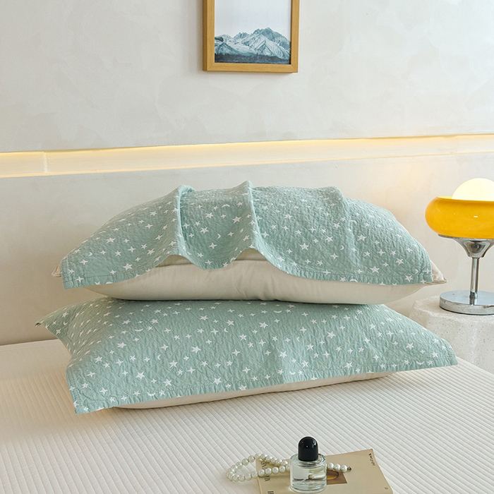 91家纺网 家纺一手货源 找家纺 棠薇家纺 2025新款 枕巾纯棉纱布水洗全棉纱布纯棉耐脏吸汗透气预缩水 星月绿