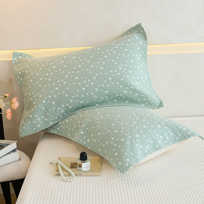 91家纺网 家纺一手货源 找家纺 棠薇家纺 2025新款 枕巾纯棉纱布水洗全棉纱布纯棉耐脏吸汗透气预缩水 星月绿