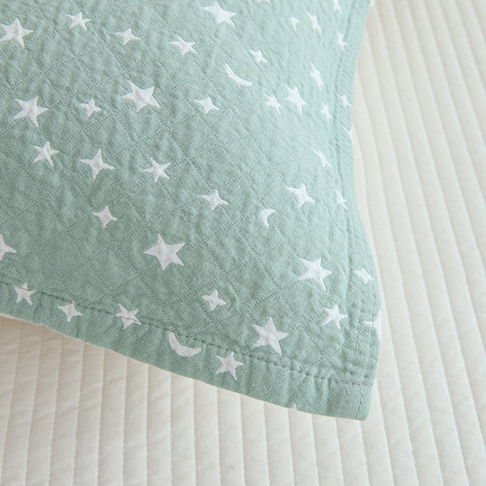 91家纺网 家纺一手货源 找家纺 棠薇家纺 2025新款 枕巾纯棉纱布水洗全棉纱布纯棉耐脏吸汗透气预缩水 星月绿