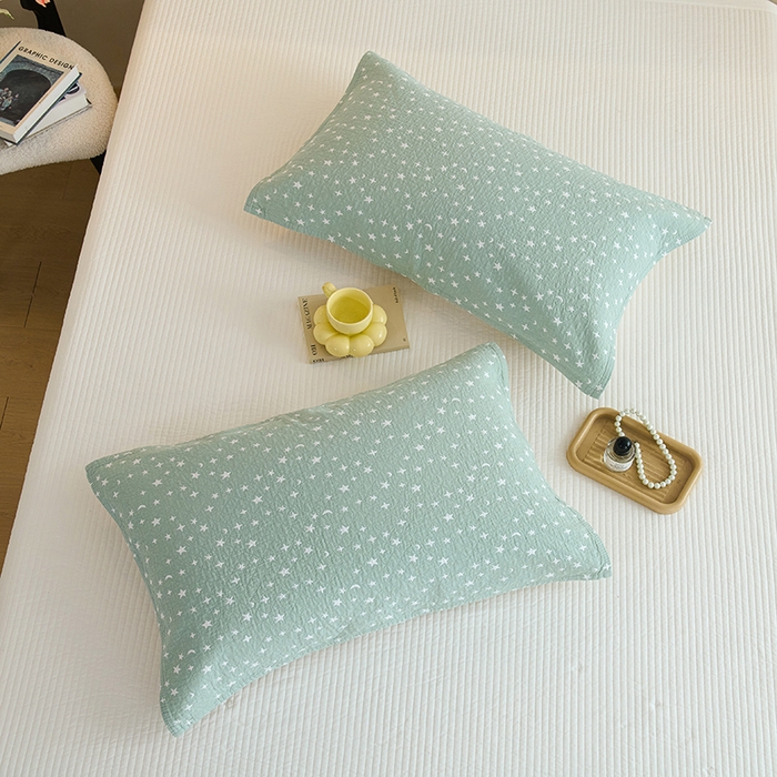 91家纺网 家纺一手货源 找家纺 棠薇家纺 2025新款 枕巾纯棉纱布水洗全棉纱布纯棉耐脏吸汗透气预缩水 星月绿