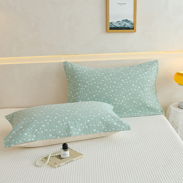 91家纺网 家纺一手货源 找家纺 棠薇家纺 2025新款 枕巾纯棉纱布水洗全棉纱布纯棉耐脏吸汗透气预缩水 星月绿