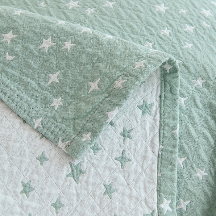 91家纺网 家纺一手货源 找家纺 棠薇家纺 2025新款 枕巾纯棉纱布水洗全棉纱布纯棉耐脏吸汗透气预缩水 星月绿