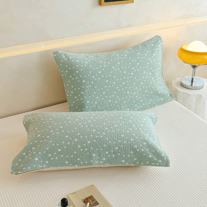 91家纺网 家纺一手货源 找家纺 棠薇家纺 2025新款 枕巾纯棉纱布水洗全棉纱布纯棉耐脏吸汗透气预缩水 星月绿